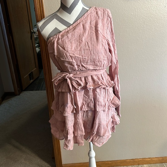 Women’s pink diamond one shoulder dress size medium super cute on - Picture 1 of 7